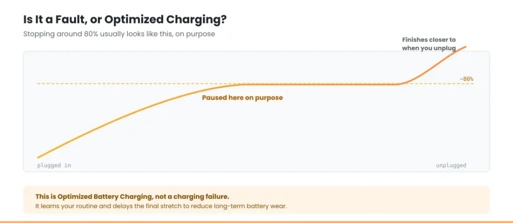 iPhone Not Charging When Plugged In: Here's the Right Order to Troubleshoot It 4 iPhone stops charging at 80 percent optimized battery charging