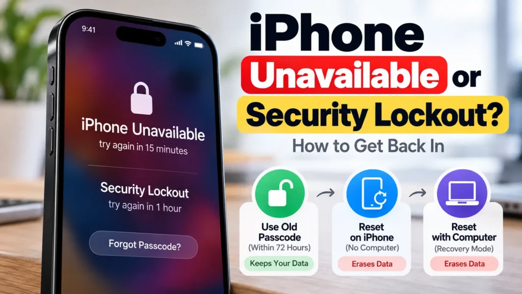 iPhone Unavailable or Security Lockout: How to Get Back In 2 iPhone Unavailable or Security Lockout screen and ways to regain access