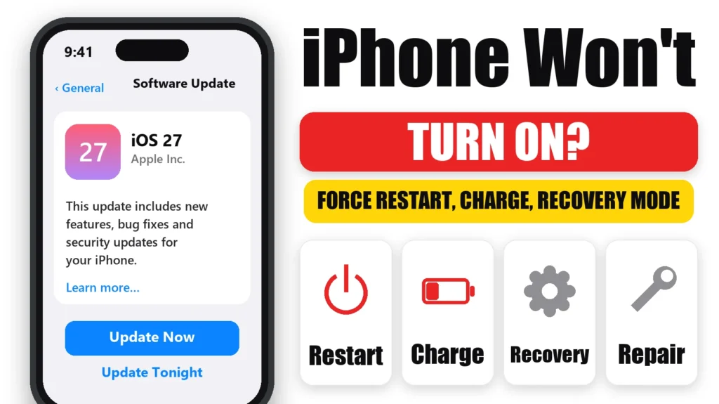 iPhone Won't Turn On? How to Fix a Black Screen, Dead Battery or Frozen iPhone 2 iPhone won't turn on: force restart, charge and recovery mode fixes